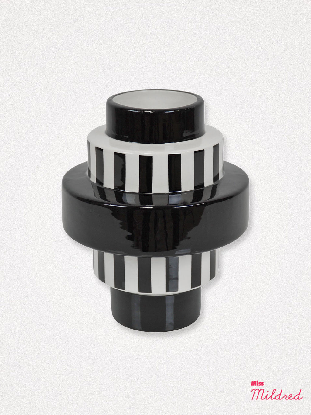 Black and White Stripe Contemporary Vase