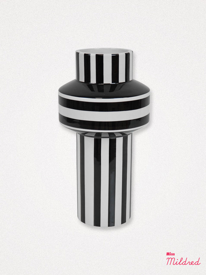 Black and White Stripe Modern Vase