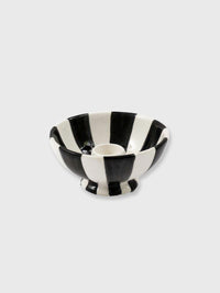 Black & White Stripe Ceramic Candle Holder