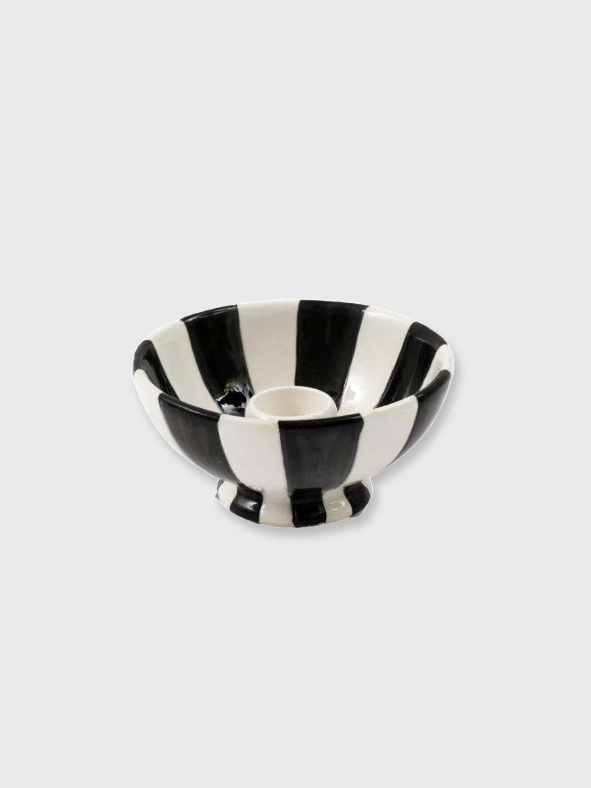 Black & White Stripe Ceramic Candle Holder