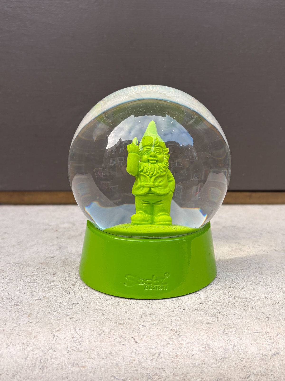 Snow Globe Naughty Finger Gnome - Green