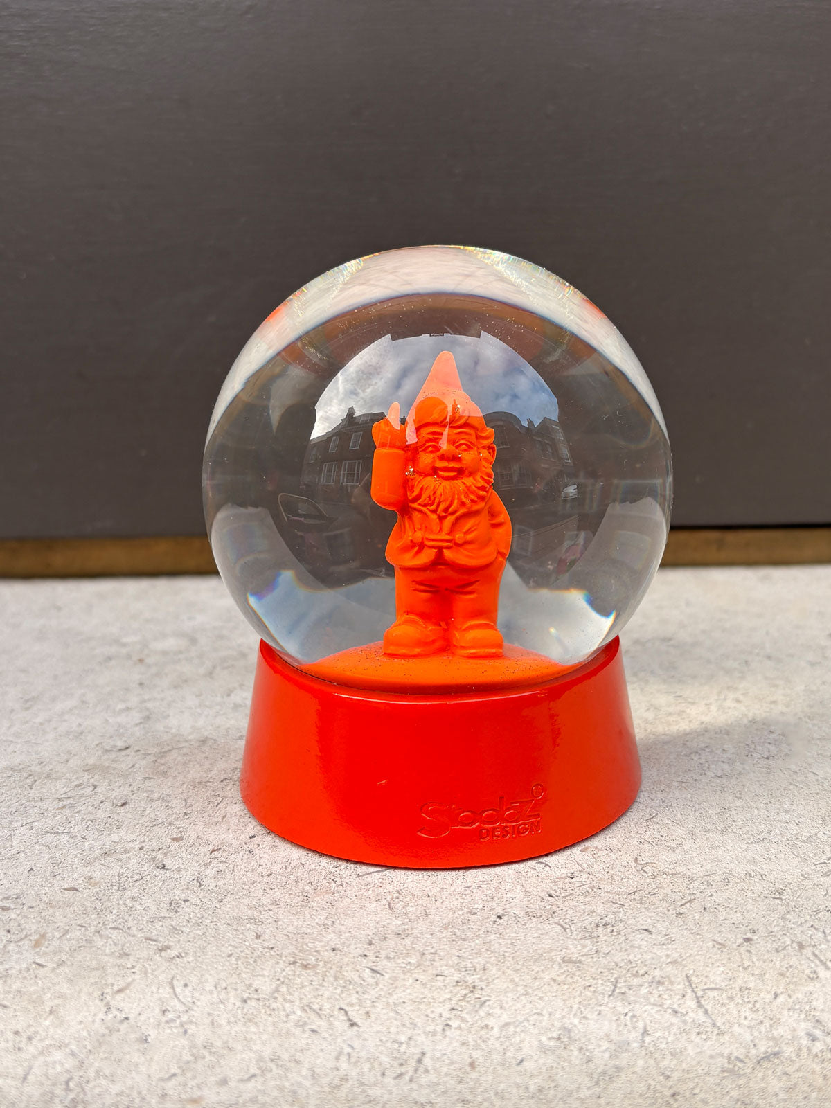 Snow Globe Naughty Finger Gnome - Orange