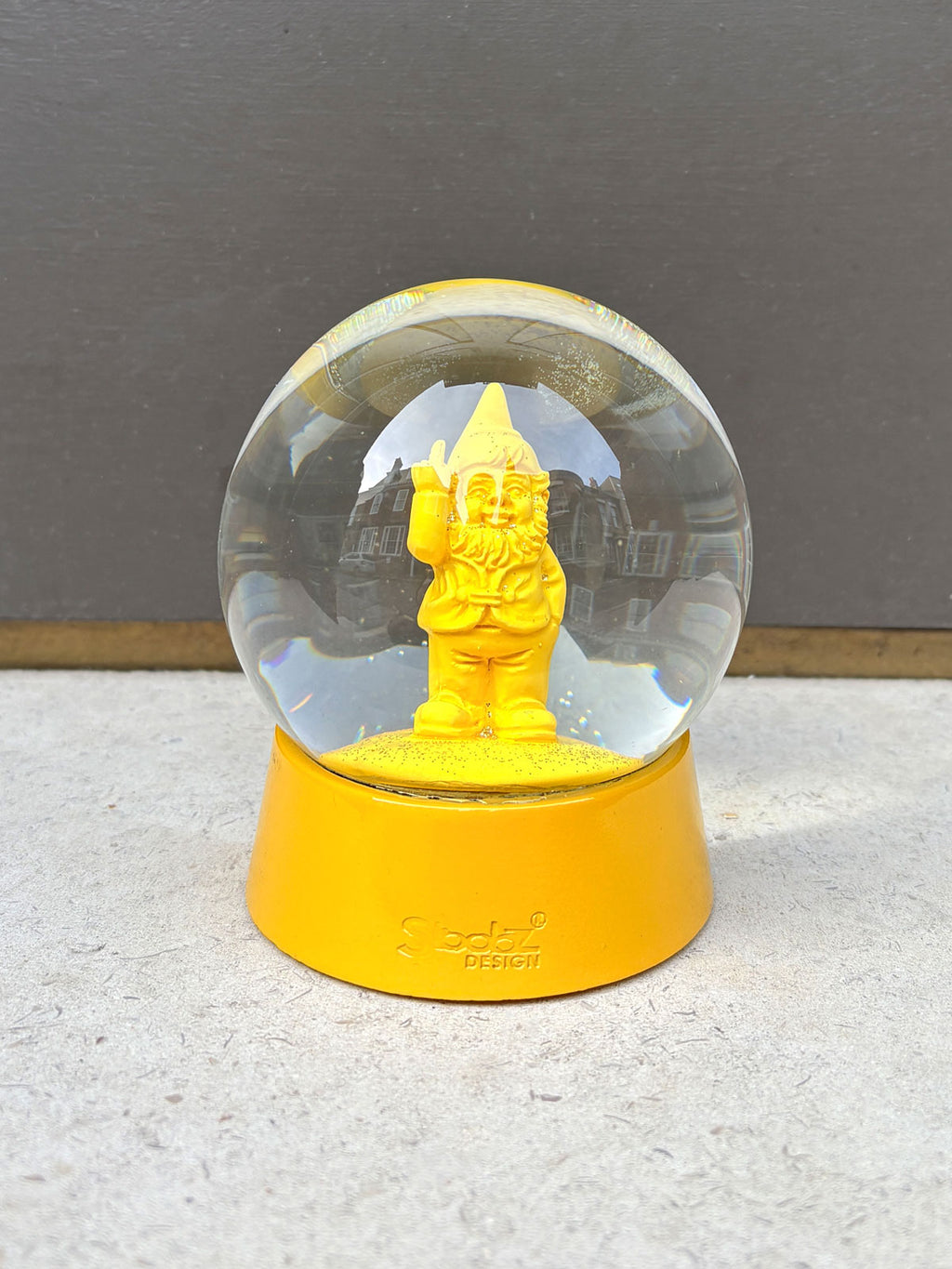 Snow Globe Naughty Finger Gnome - Yellow