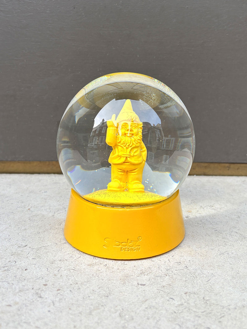 Snow Globe Naughty Finger Gnome - Yellow