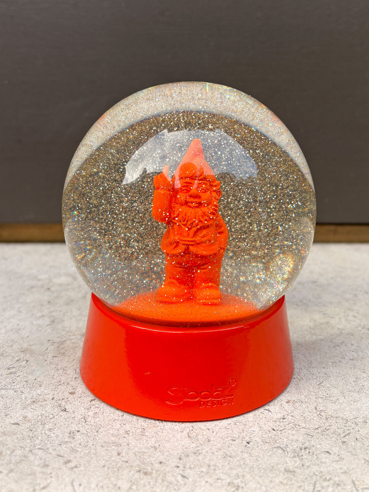 Snow Globe Naughty Finger Gnome - Orange