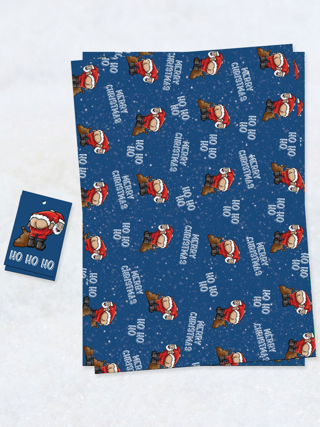 Funny Christmas Wrapping Paper Gift Wrap & Tags - Flashing Santa