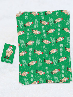 Funny Christmas Wrapping Paper Gift Wrap & Tags - Naughty Santa