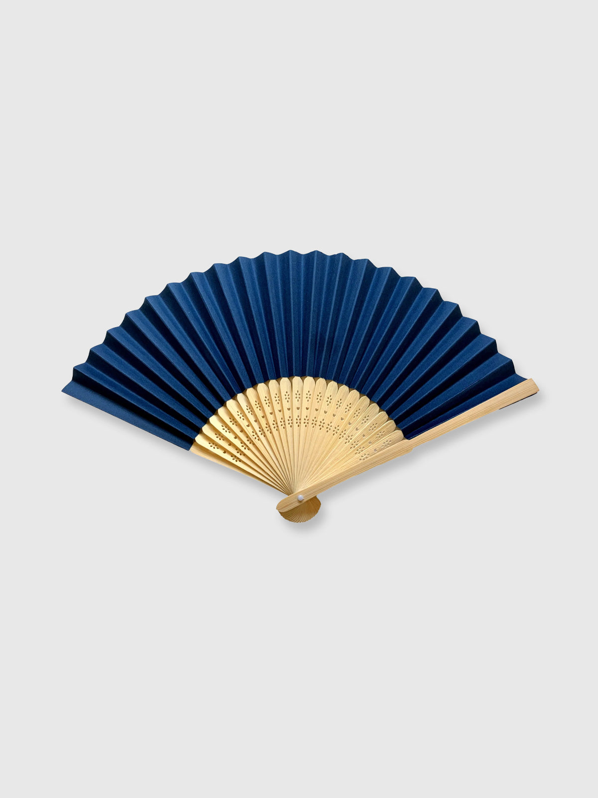 Wooden Paper Hand Fan - Navy Blue