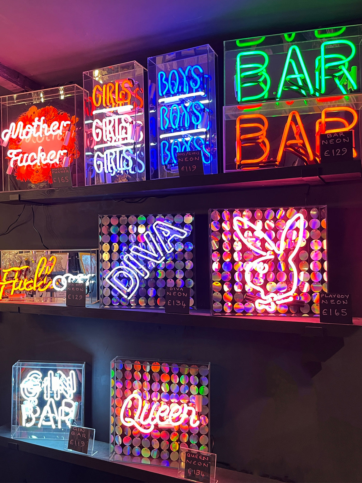 'Playboy Bunny' Glass Neon Light Box - Pink