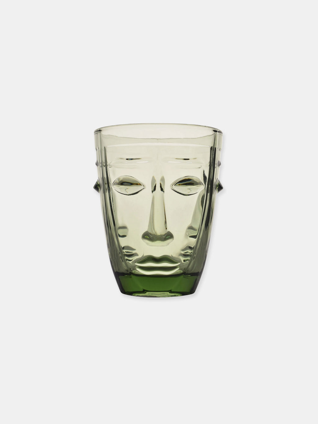 Deco Face Goblet Glass Tumbler - Olive Green