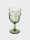 Deco Face Wine Glass - Olive