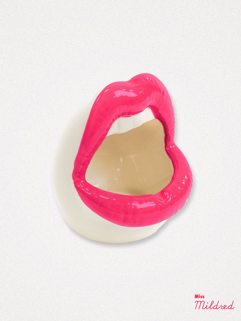 Pink Mouth and Lips Storage Pot