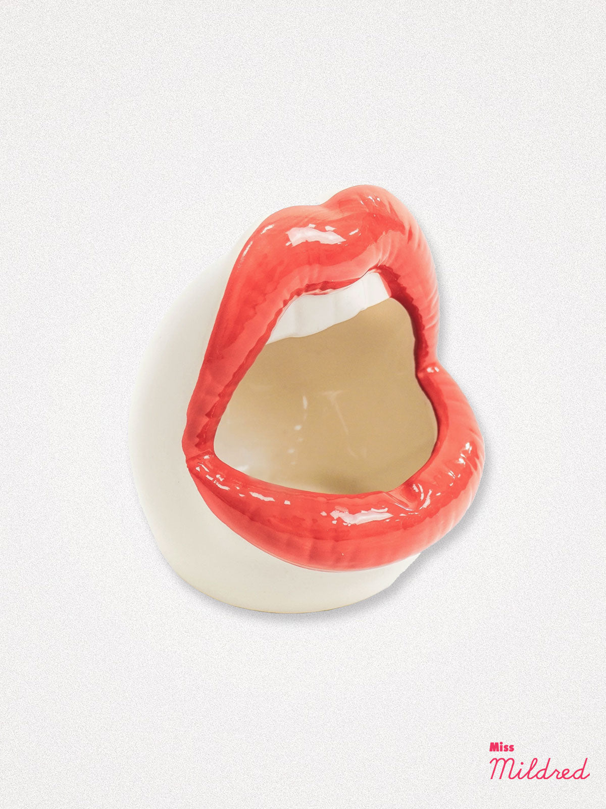 Red Mouth and Lips Storage Pot