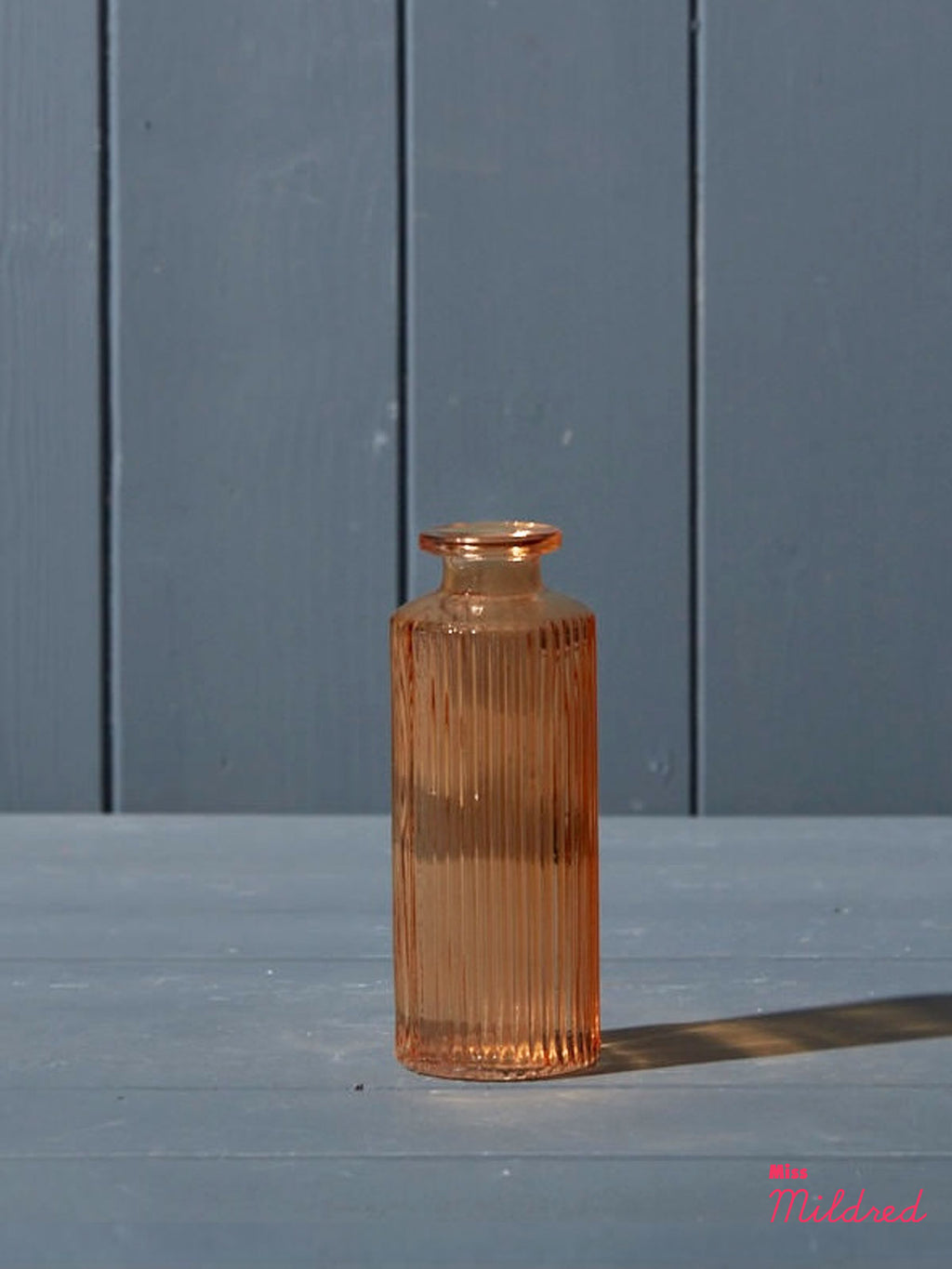 Tall Ribbed Orange Bottle - 13cm