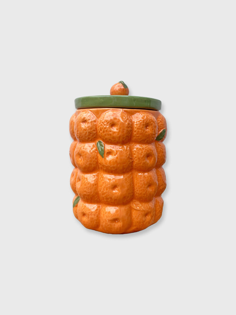 Orange Design Ceramic Storage Jar Pot