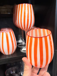 Orange Stripe Carnival Tumbler Glass - 400ml