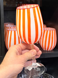 Orange Stripe Carnival Large Wine Glass - 435ml