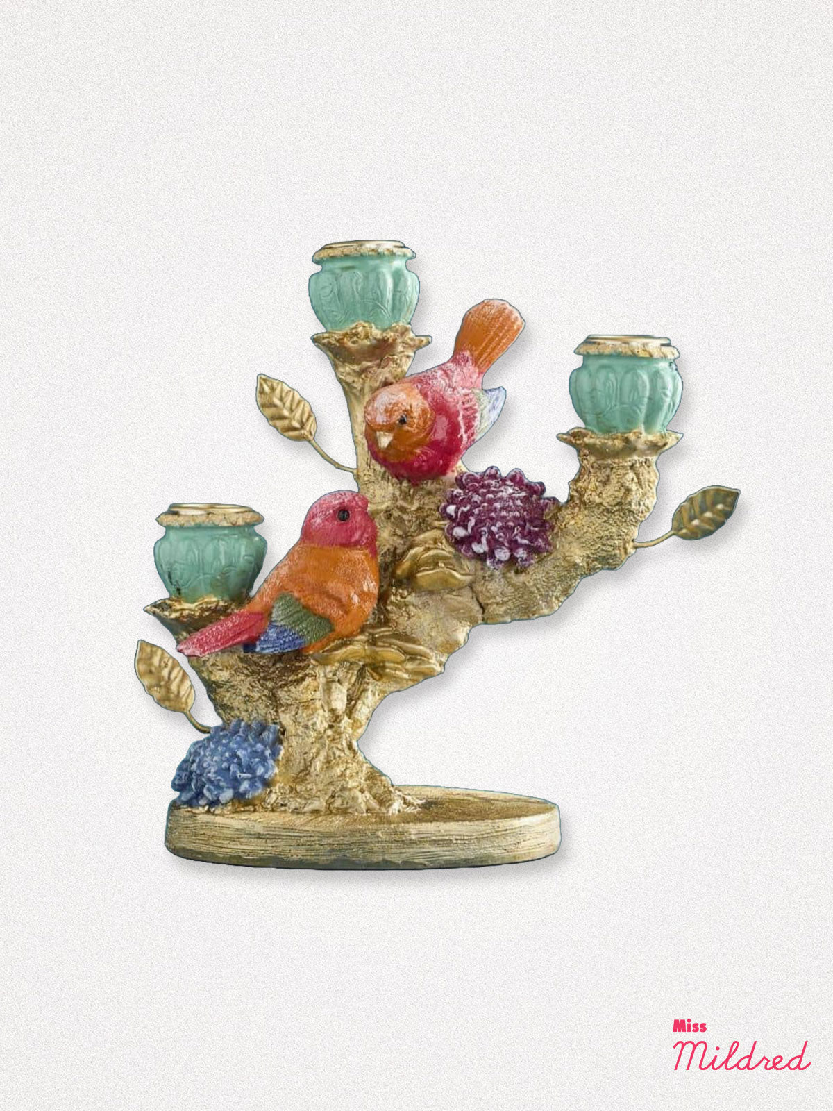 Birds on a Branch 3 Arm Candelabra Candle Holder