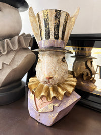 Rabbit Ruffle Bust Statue - Purple, Gold & White