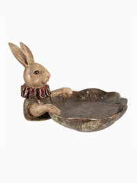 Ornate Rabbit Holding Tray - Red & Brown