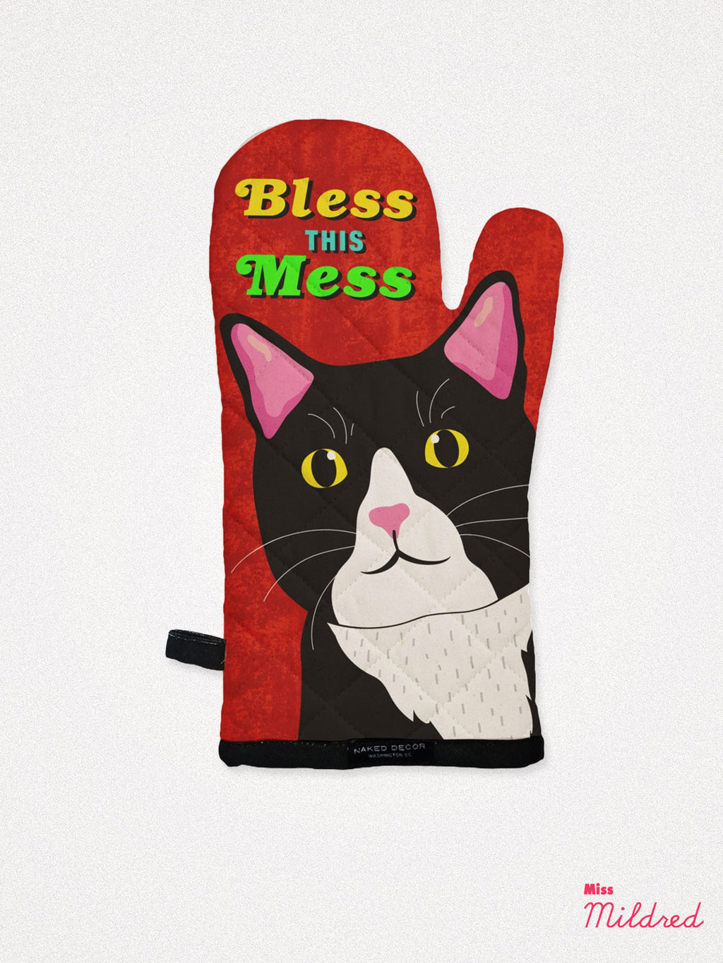 White and Black Cat Bless This Mess - Oven Mitt