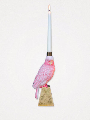 Cockatoo Parrot Bird Candlestick Holder - Pink