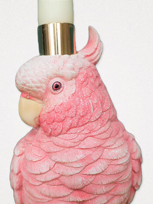 Cockatoo Parrot Bird Candlestick Holder - Pink