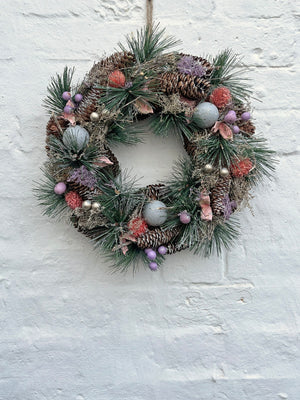 Faux Wreath - Pastel and Fir Cones