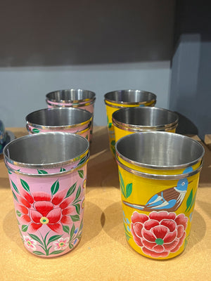 Patterned Enamel Tumbler - Yellow Floral