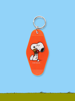 Peanuts X 3P4 Key Tag - Snoopy Flowers
