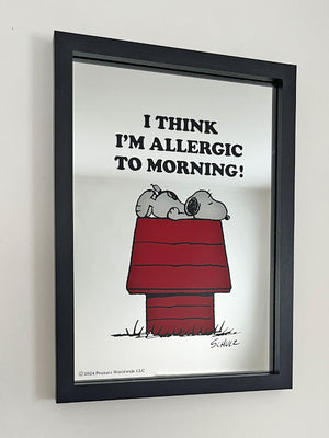 Peanuts Framed Mirror - Allergic To Mornings Snoopy