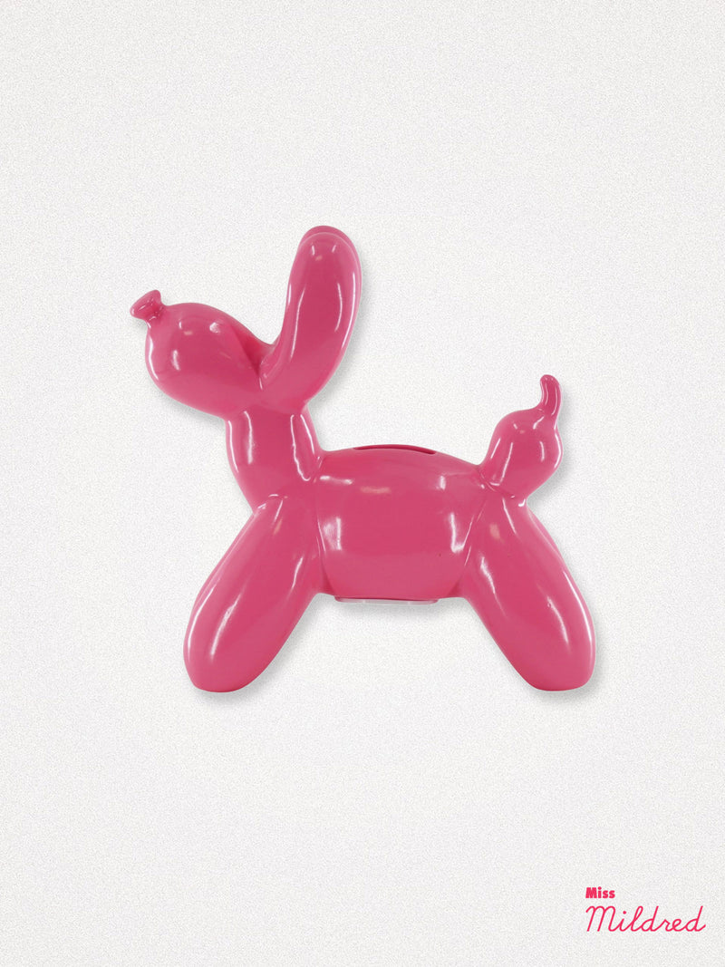 Ceramic Balloon Dog Money Bank - Pink