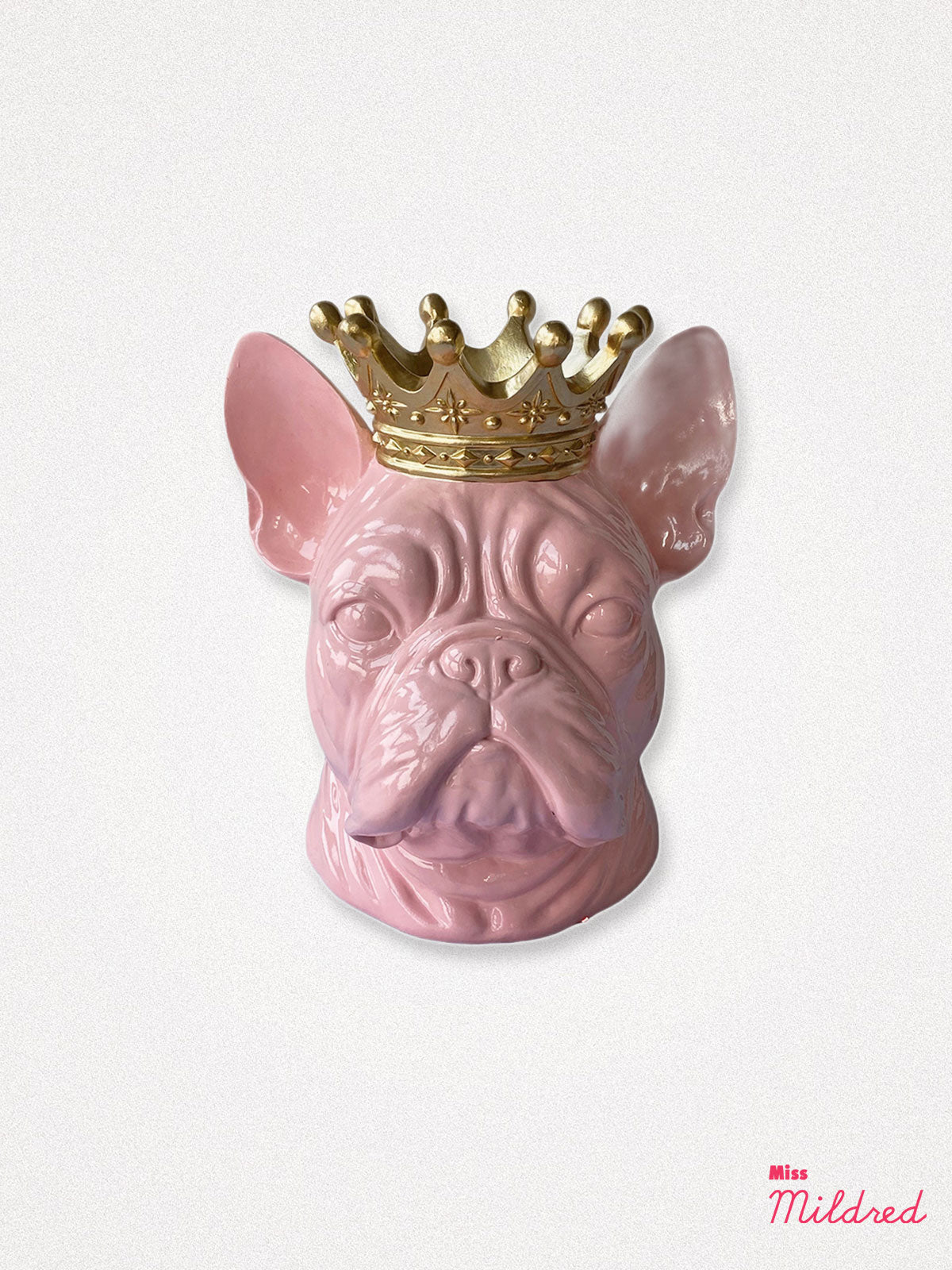 Pink French Bulldog Crown Bust Ornament - 20cm