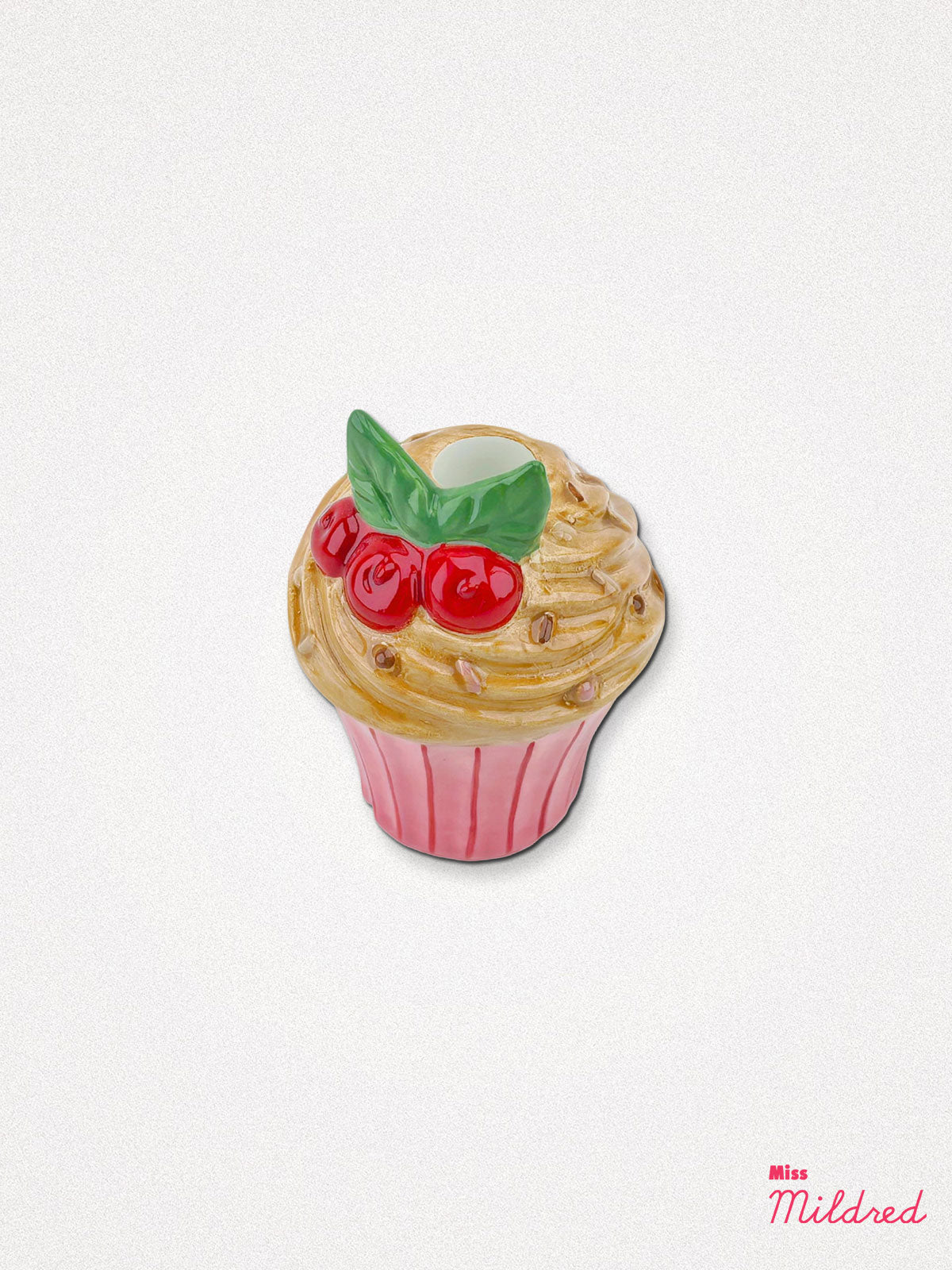 Cherry Cupcake Shaped Ceramic Candle Holder