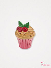 Cherry Cupcake Shaped Ceramic Candle Holder