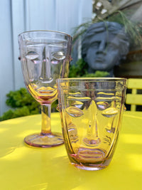 Deco Face Wine Glass - Pink