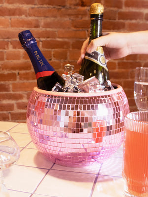 Disco Ball Shaped Ice Bucket - Pink