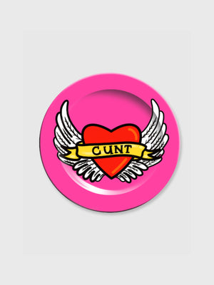 Side Plate 6" - Cunt - Pink with Heart