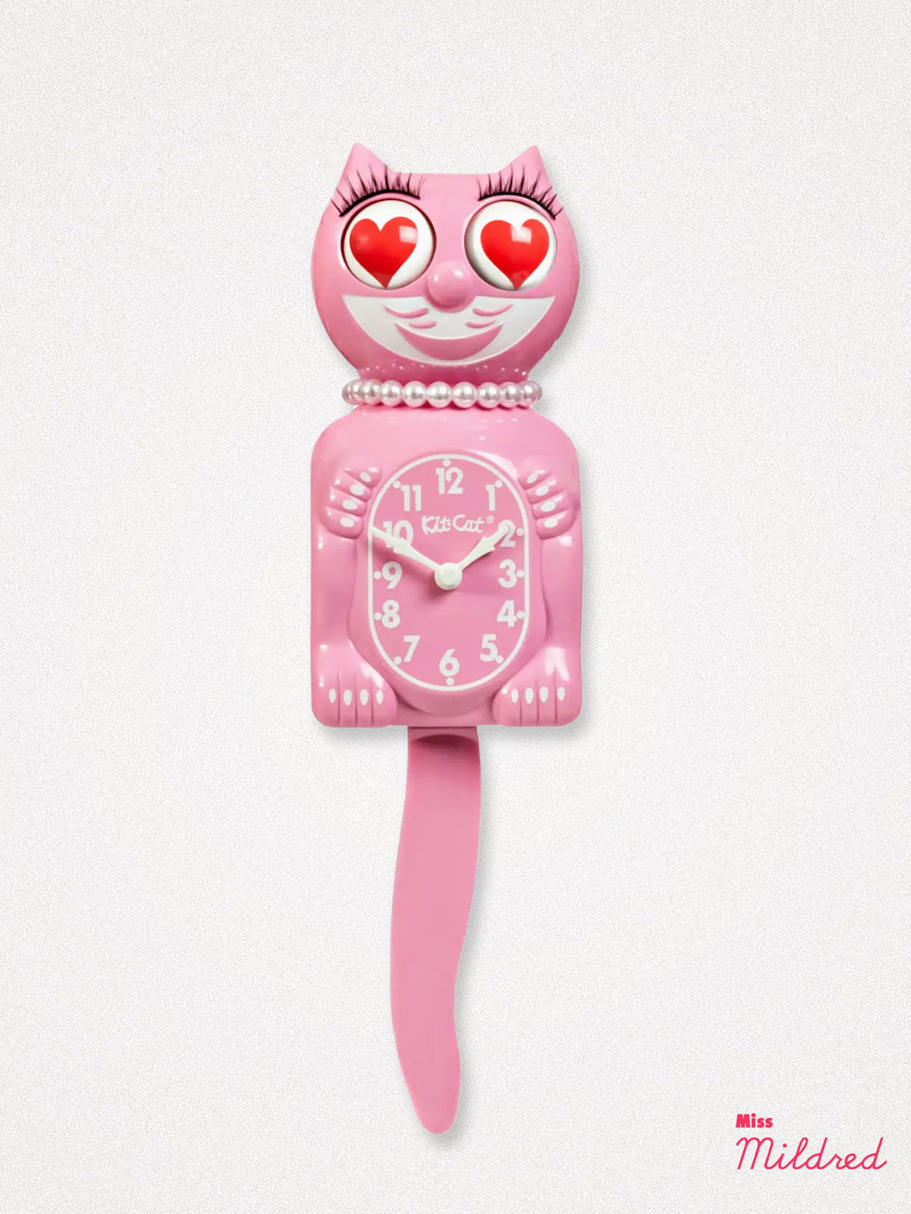 Kit Cat Clock Love Heart Eyes - Original Large Size - Pink