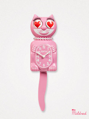 Kit Cat Clock Love Heart Eyes - Original Large Size - Pink