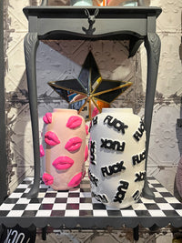 White and Black F*ck Word Ceramic Vase