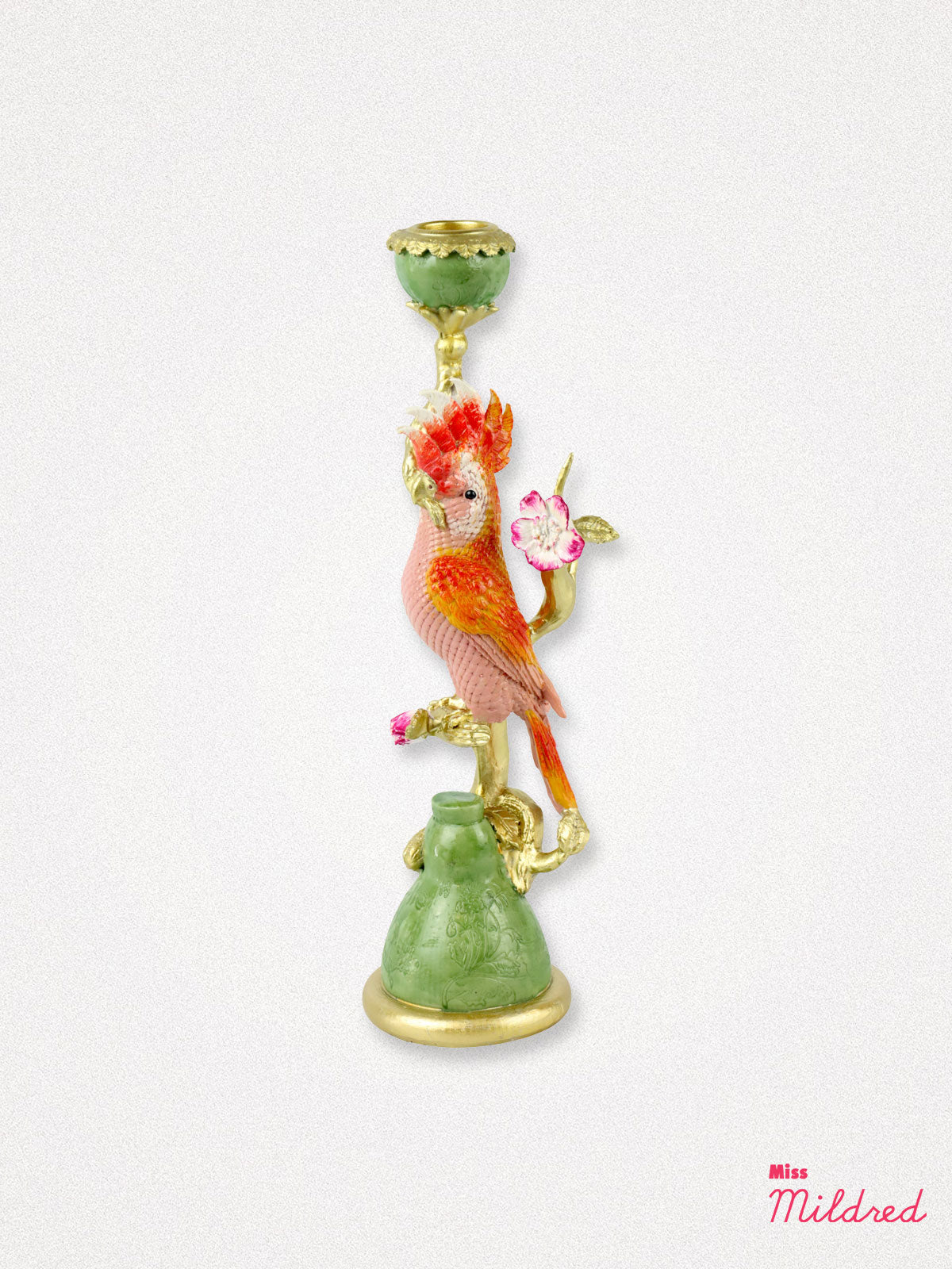 Exotic Bird Pink & Orange Candle Holder - 26cm