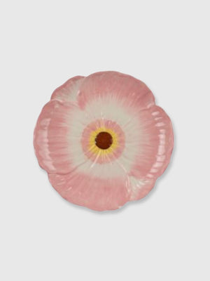 Pink Poppy Head Design Side Plate - 22cm