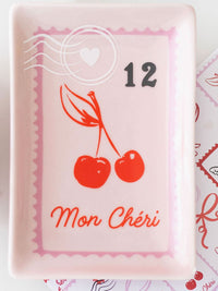 Cherry Postage Stamp Design Trinket Dish