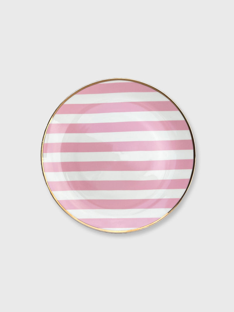 Pink and White Stripe Plate