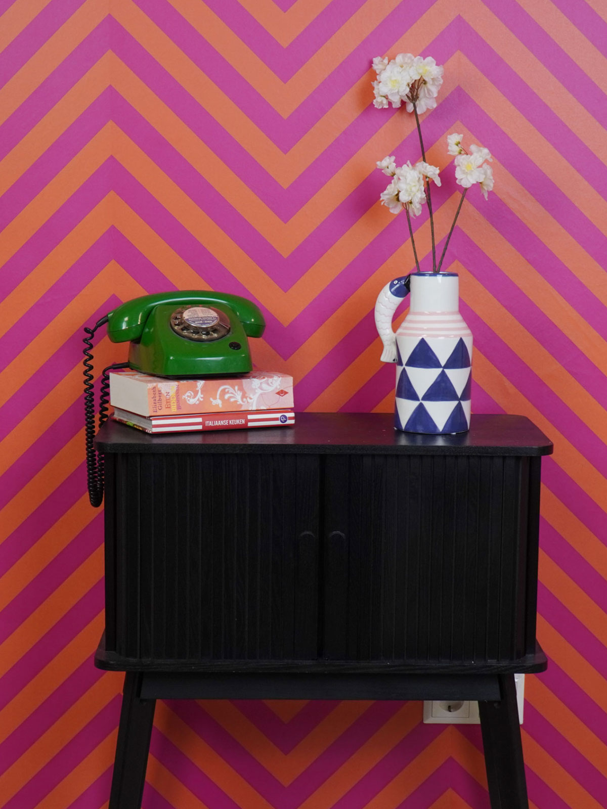 Fish Handle Jug Vase - White and Blue