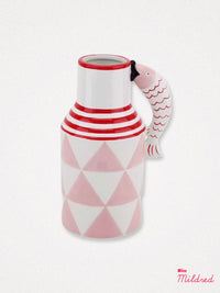 Fish Handle Jug Vase - White and Pink