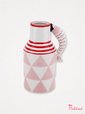 Fish Handle Jug Vase - White and Pink