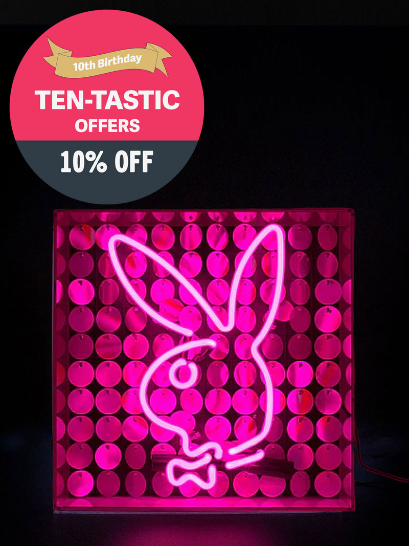 'Playboy Bunny' Glass Neon Light Box - Pink