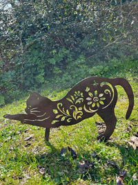 Metal Garden Cat Stake Sign